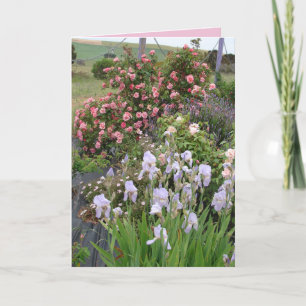 Carte florale Iris de jardin de campagne Rose Beau
