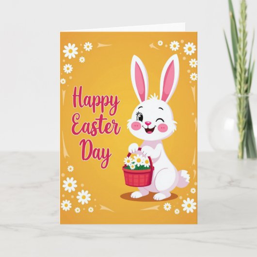 Carte florale Lapin de printemps joyeux (Devant)