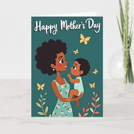 Carte Florale Mère et Enfant (Devant)