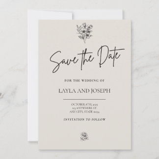 Carte florale minimaliste pour annoncer la date