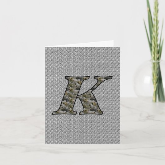 Carte Florale Monogramme Initial K Hydrangea (Devant)