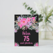 Carte florale noire couleur rose 75e anniversaire (Debout devant)