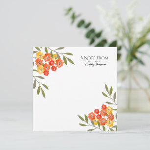 Carte Florale Orange Jaune Rustique