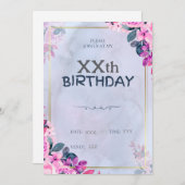 Carte Florale personnalisée d'invitation d'anniver (Devant / Derrière)