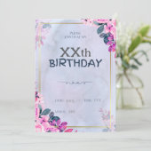 Carte Florale personnalisée d'invitation d'anniver (Debout devant)