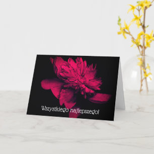 Carte Florale Polonaise Anniversaire Dahlia Rouge