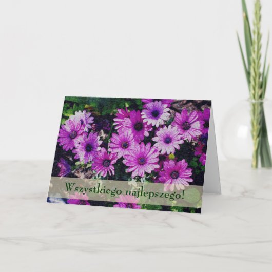 Carte Florale polonaise Anniversaire Sto Lat Afric (Devant)