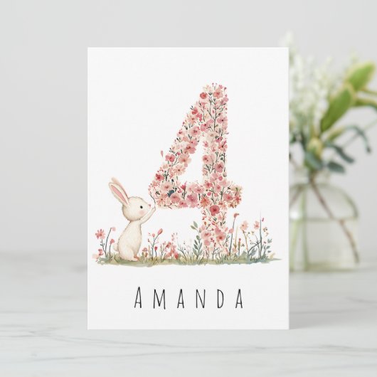 Carte florale pour le quatrième anniversaire, quat (Debout devant)