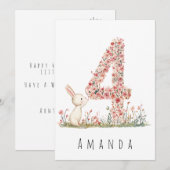 Carte florale pour le quatrième anniversaire, quat (Devant / Derrière)