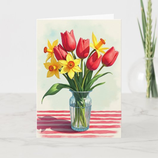Carte florale rayée de printemps (Devant)
