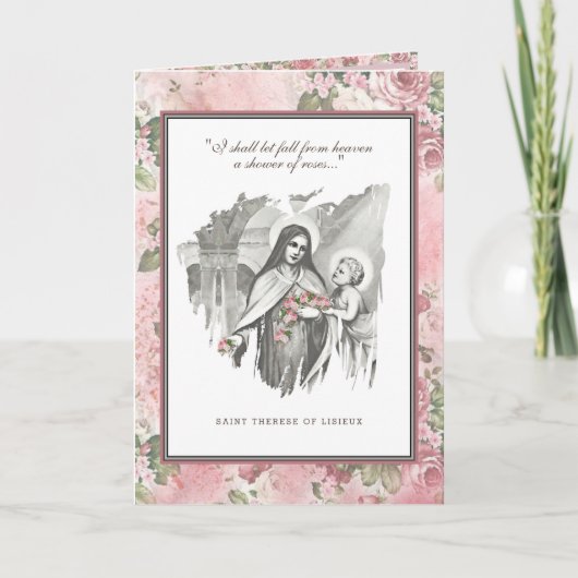 Carte florale religieuse St. Therese (Devant)