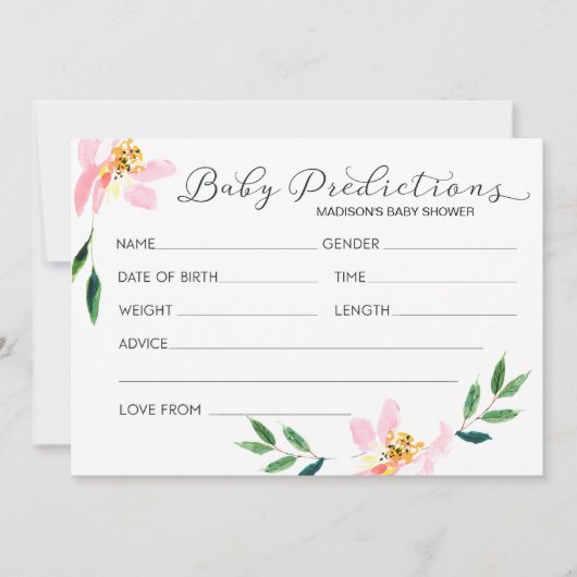Carte florale rose de baby shower de prévisions de (Devant)