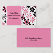 Carte florale rose et noire élégante de maman (Devant / Derrière)