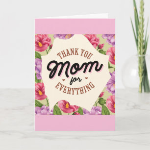Carte Florale rose Merci