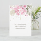 Carte Florale Rose pour Baptême (Debout devant)