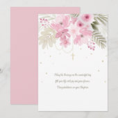 Carte Florale Rose pour Baptême (Devant / Derrière)