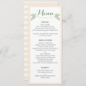 Carte florale rustique de menu de dîner de (Devant / Derrière)