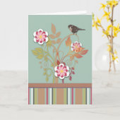 Carte florale stylisée d'oiseau (Fleur jaune)