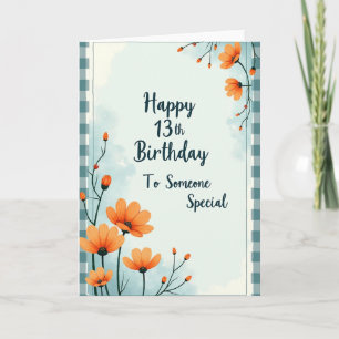 Carte florale turquoise pour le treizième annivers