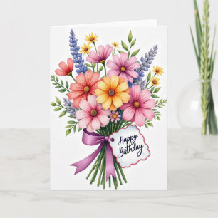 Carte florale vibrante d'anniversaire