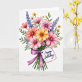 Carte florale vibrante d'anniversaire (Fleur jaune)