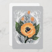 Carte florale vierge avec des pavots orange (Devant / Derrière)