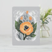Carte florale vierge avec des pavots orange (Debout devant)