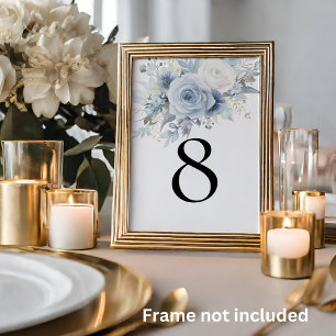 Carte Florales bleues poussières modernes Numéro de tabl