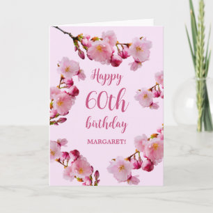 Carte Florales de Fleur de Cerisier Rose Joyeux 60e Anni
