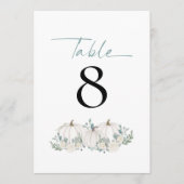 Carte Floraux Citrouille blancs Mariage Turquoise Numéro (Devant)