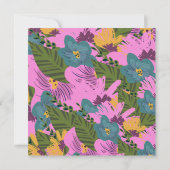 Carte Flore à la main Mariage vert rose gras (Dos)