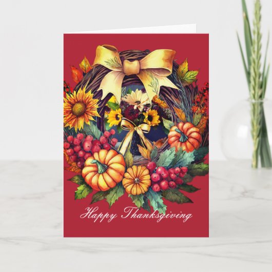 Carte Flore Automne, Carte Thanksgiving pliée 5" x (Devant)