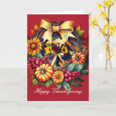 Carte Flore Automne, Carte Thanksgiving pliée 5" x (Fleur jaune)