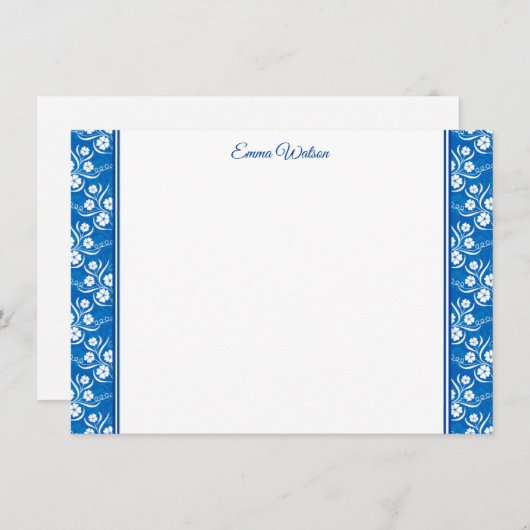 Carte Flore Bleu-Note Plat (Devant / Derrière)