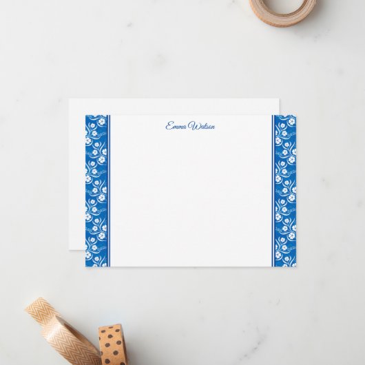 Carte Flore Bleu-Note Plat (Devant/Arrière en situation)