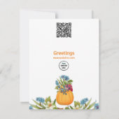 Carte Flore Citrouille d'aquarelle orange vive (Dos)