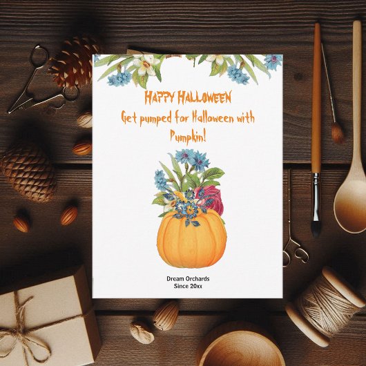 Carte Flore Citrouille d'aquarelle orange vive