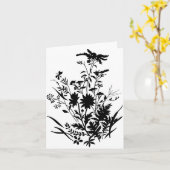 Carte Flore de silhouette noire et blanche...carte pour  (Fleur jaune)