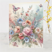 Carte Flore délicate et papillons (Fleur jaune)