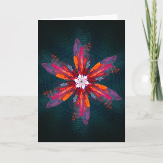 Carte Flore Mandala Flowers Orange Red Blue Abstract (Devant)