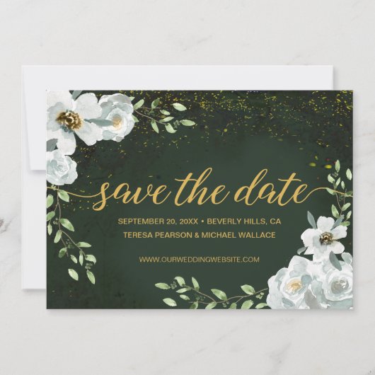 Carte Flore personnalisé Mariage forestier enchanté vert (Devant)