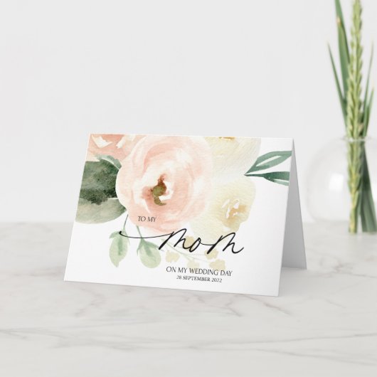 Carte Flore rose à ma mère Cadeau du jour du mariage de  (Devant)