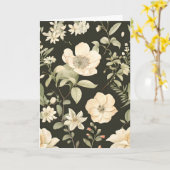 Carte Flore verte d'ivoire et de sel sur noir (Fleur jaune)