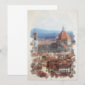 Carte Florence Italie Aquarelle Art (Devant / Derrière)