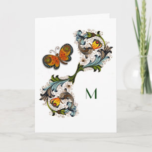 Carte Florentine Renaissance Floral Monogramme Not