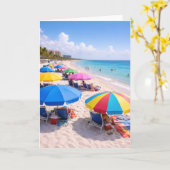 Carte Florida Beach Umbrellas Greeting Card (Fleur jaune)