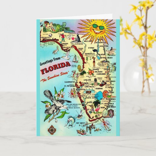 Carte Floride Couleurs Fraîches (Fleur jaune)