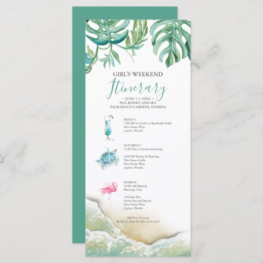 Carte Floride Mariage Weekend Itinéraire pour les invité (Devant / Derrière)