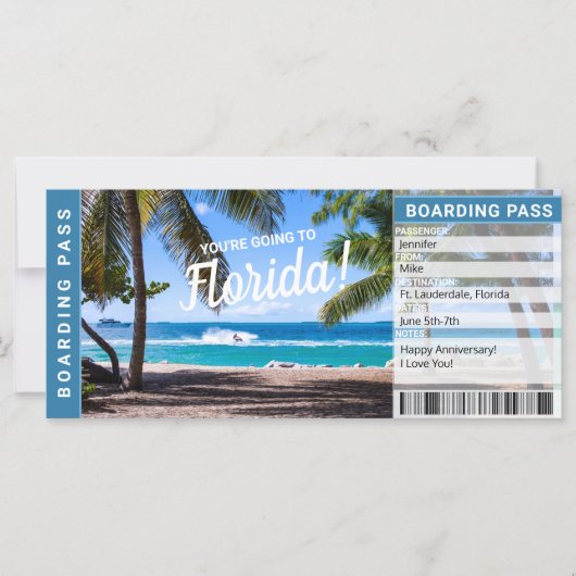 Carte Floride Surprise Voyage Embarquement Pass Billet c (Devant)