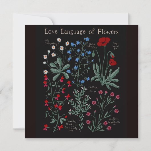 Carte Floriographe Amour langue des fleurs botanique (Devant)